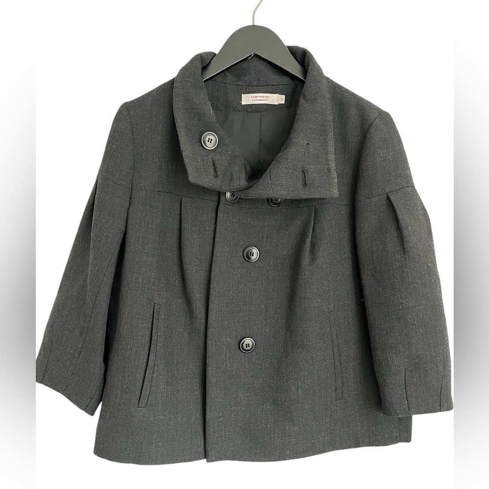 Comptoir Des Cotonniers Charcoal Gray Wool Short Coat